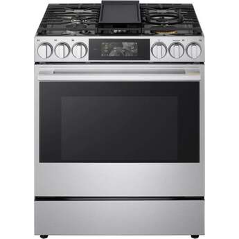 LG LG Signature 6.3 Cu. Ft. Smart Wi-Fi Enabled Gas Slide-In Range With Inverter Probake Convection, Smart Cook With Camera, Air Fry, Air Sous Vide, And Flex Control Knobs: Stainless Steel
