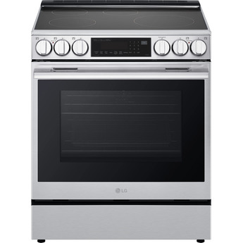 LG 30 Inch Slide-In Smart Induction Range with 5 Elements, 6.3 cu. ft. ProBake Convection® Oven, UltraHeat™ Element, Storage Drawer, InstaView®, EasyClean®, Sabbath Mode, and ENERGY STAR®: PrintProof® Stainless Steel