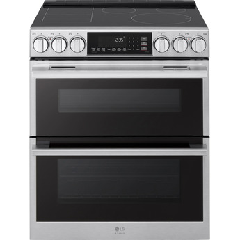 LG 30 Inch Slide-In Electric Smart Range with 7.3 cu. ft Total Capacity, Double Oven 4 Induction Elements, 1 Radiant Element, ProBake Convection®, Air Fry, , SmoothTouch™ Controls, Induction Cooktop w/ Flex Zone, and Energy Star Qualified️: Printproof Stainless Steel