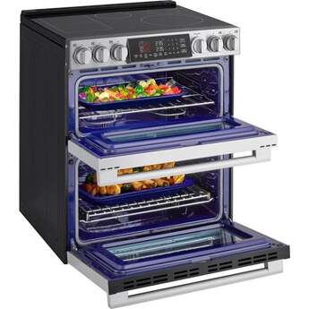 LG 30 Inch Slide-In Electric Smart Range with 7.3 cu. ft Total Capacity, Double Oven 4 Induction Elements, 1 Radiant Element, ProBake Convection®, Air Fry, , SmoothTouch™ Controls, Induction Cooktop w/ Flex Zone, and Energy Star Qualified️: Printproof Stainless Steel — thumbnail 14