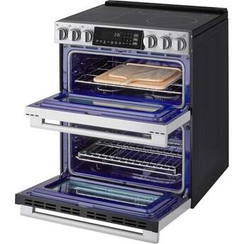 LG 30 Inch Slide-In Electric Smart Range with 7.3 cu. ft Total Capacity, Double Oven 4 Induction Elements, 1 Radiant Element, ProBake Convection®, Air Fry, , SmoothTouch™ Controls, Induction Cooktop w/ Flex Zone, and Energy Star Qualified️: Printproof Stainless Steel — thumbnail 7