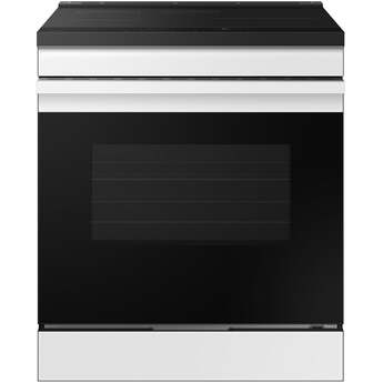 Samsung 6.3 Cubic Foot Induction Slide In Range Convection Self Clean Air Fry Bespoke: White Glass