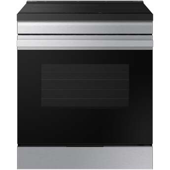 Samsung 30 Inch Slide-In Induction Smart Range with 4 Elements, 6.3 cu. ft. Oven Capacity, Sync Burner, Storage Drawer, Self & Steam Clean, Sabbath Mode, ADA Compliant and ENERGY STAR®: Stainless