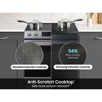 Samsung 30 Inch Slide-In Induction Smart Range with 4 Elements, 6.3 cu. ft. Oven Capacity, Sync Burner, Storage Drawer, Self & Steam Clean, Sabbath Mode, ADA Compliant and ENERGY STAR®: Stainless — thumbnail 3