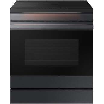 Samsung 30 Inch Smart Slide-In Induction Range with 4 Elements, 6.3 Cu. Ft. Oven Capacity, Oven Camera, Air Fry, Convection+, Ambient Edge Lighting™, Self & Steam Clean, Sabbath Mode, ADA Compliant and ENERGY STAR® Certified: Matte Black Steel