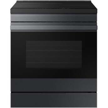 Samsung 30 Inch Smart Slide-In Induction Range with 4 Elements, 6.3 Cu. Ft. Oven Capacity, Oven Camera, Air Fry, Convection+, Ambient Edge Lighting™, Self & Steam Clean, Sabbath Mode, ADA Compliant and ENERGY STAR® Certified: Matte Black Steel — thumbnail 30