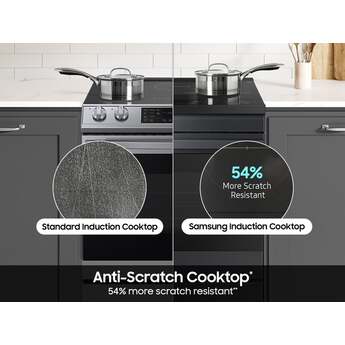 Samsung 30 Inch Smart Slide-In Induction Range with 4 Elements, 6.3 Cu. Ft. Oven Capacity, Oven Camera, Air Fry, Convection+, Ambient Edge Lighting™, Self & Steam Clean, Sabbath Mode, ADA Compliant and ENERGY STAR® Certified: Matte Black Steel — thumbnail 5