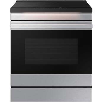 Samsung 30 Inch Smart Slide-In Induction Range with 4 Elements, 6.3 Cu. Ft. Oven Capacity, Oven Camera, Air Fry, Convection+, Ambient Edge Lighting™, Self & Steam Clean, Sabbath Mode, ADA Compliant and ENERGY STAR® Certified: Stainless Steel