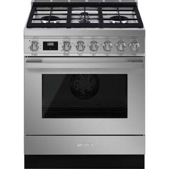 Smeg Portofino 30" Pro-Style Stainless Steel Natural Gas Sealed Burner Range - Convection