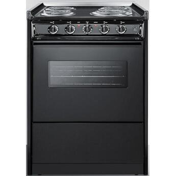 Summit 24" Black Slide-In Electric Coil Burner Range with Oven Light & Window - ADA Compliant