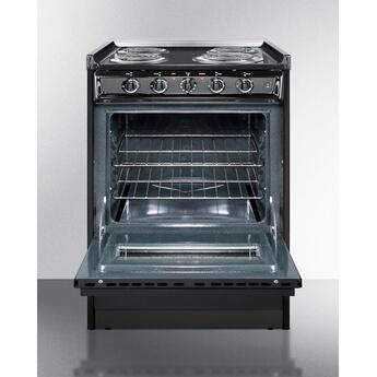 Summit 24" Black Slide-In Electric Coil Burner Range with Oven Light & Window - ADA Compliant — thumbnail 3
