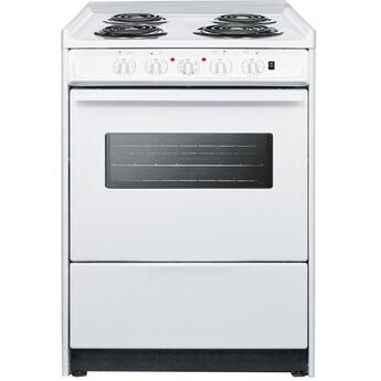 Summit 24" White Slide-In Electric Coil Range with Oven Light & Window- ADA Compliant