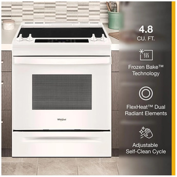 Whirlpool WEE515S0LW 30 Inch Electric Slide-In Range in White — thumbnail 2