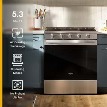 Whirlpool WSGS5030SV 30 Inch Slide-In Gas Smart Range Black Stainless — thumbnail 6