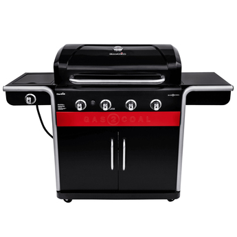 Char-Broil 4-Burner Natural Gas Grill with 1 Side Burner - Black and Red