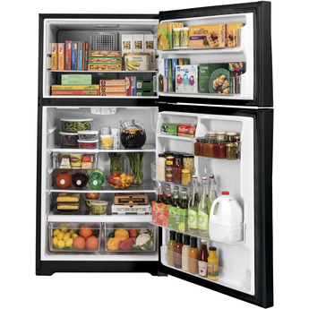 GE 21.9 Black Top Freezer Refrigerator - Energy Star — thumbnail 2
