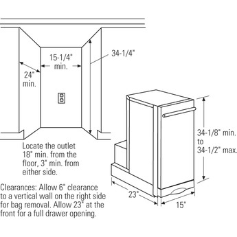 GE Universal 15" White Fully Integrated Trash Compactor — thumbnail 2