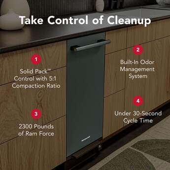 KitchenAid 15 Inch Built-In Trash Compactor with 1.4 cu. ft. Capacity, 1/3 HP, Built-In Odor Management, Solid Pack™ Control, 5:1 Compaction Ratio, Removable Key Start and Under 30-Second Cycle Time: Juniper — thumbnail 11