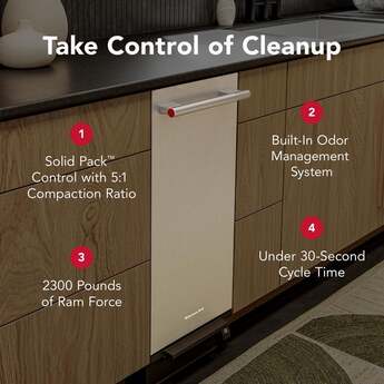 KitchenAid 15 Inch Built-In Trash Compactor with 1.4 cu. ft. Capacity, 1/3 HP, Built-In Odor Management, Solid Pack™ Control, 5:1 Compaction Ratio, Removable Key Start and Under 30-Second Cycle Time: Stainless Steel — thumbnail 10