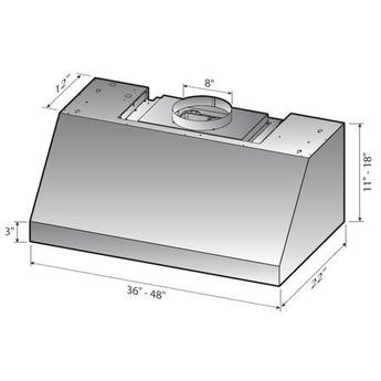 XO XOT48KS XOT Series 48 Inch Under Cabinet Ducted Hood — thumbnail 2