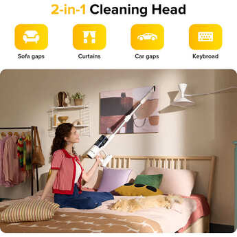 H60 Bagless Cordless HEPA Filter Stick Vacuum for Multi Surface in White with 90° Bendable Wand and Light Weight — thumbnail 5