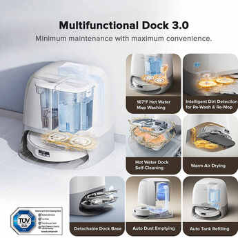 Qrevo Curv Robot Vacuum and Mop Combo, 10,000 Pa Suction, Smart LIDAR Navigation, Self-Empty Dock, App & Voice Control — thumbnail 6