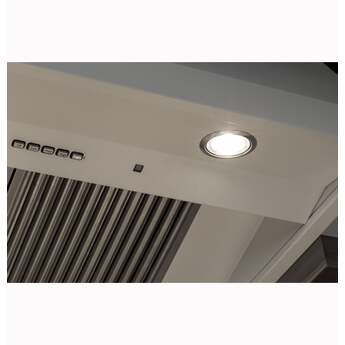 Cafe 36 Inch Commercial-Style Wall Mount Smart Range Hood with 4-Speed Fan, 610 CFM Blower, Push Button Controls, LED Hood Light, Baffle Filters, Night Light Setting, QuietBoost™, Removable Filter and ADA Compliant: Matte White — thumbnail 11