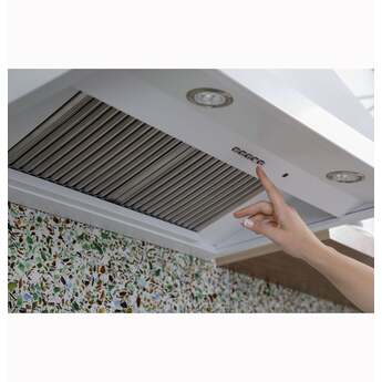 Cafe 36 Inch Commercial-Style Wall Mount Smart Range Hood with 4-Speed Fan, 610 CFM Blower, Push Button Controls, LED Hood Light, Baffle Filters, Night Light Setting, QuietBoost™, Removable Filter and ADA Compliant: Matte White — thumbnail 13