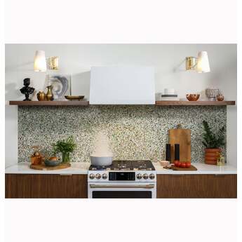 Cafe 36 Inch Commercial-Style Wall Mount Smart Range Hood with 4-Speed Fan, 610 CFM Blower, Push Button Controls, LED Hood Light, Baffle Filters, Night Light Setting, QuietBoost™, Removable Filter and ADA Compliant: Matte White — thumbnail 3
