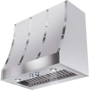 Elica 36 Inch Wall Mount Range Hood with 4 Fan Speeds, Customizable Ventilation Power (Blower Sold Separately), Hush System, Soft LED Lighting, Heat Guard, Easy Mounting System, Grease Collectors, Seamless Look, and Top or Rear Venting Options: Stainless Steel