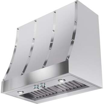 Elica 36 Inch Wall Mount Range Hood with 4 Fan Speeds, Customizable Ventilation Power (Blower Sold Separately), Hush System, Soft LED Lighting, Heat Guard, Easy Mounting System, Grease Collectors, Seamless Look, and Top or Rear Venting Options: Stainless Steel — thumbnail 2