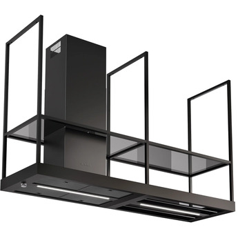 Faber 70 Inch Island Hood With 4 Glass Shelves: Tshis70bk600