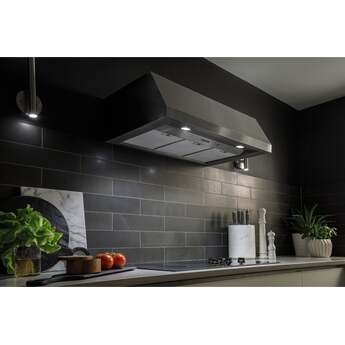 GE 36 Inch Commercial Style Wall Mount Smart Hood with 610 CFM Internal Blower, QuietBoost™, Wi-Fi, Chef Connect, Baffle Filters, LED Hood Light, and ADA Compliant: Stainless Steel — thumbnail 9