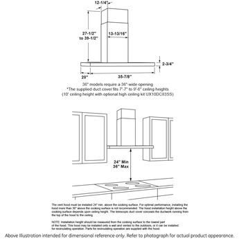 GE Profile UVW8361SLSS 36 Inch Wall Mount Convertible Hood — thumbnail 11