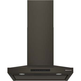 KitchenAid 30 Inch Wall Mount Chimney Hood With 4 Speeds And 400 CFM: Black Ore