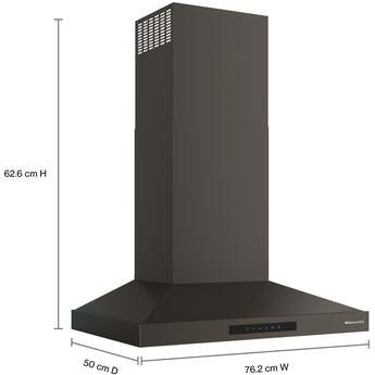KitchenAid 30 Inch Wall Mount Chimney Hood With 4 Speeds And 400 CFM: Black Ore — thumbnail 2