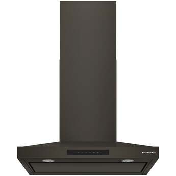 KitchenAid 30 Inch Wall Mount Chimney Hood With 4 Speeds And 400 CFM: Black Ore — thumbnail 6
