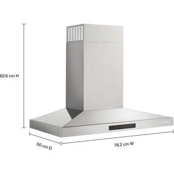 KitchenAid 30 Inch Wall Mount Chimney Hood With 4 Speeds And 400 CFM: Stainless Steel — thumbnail 2