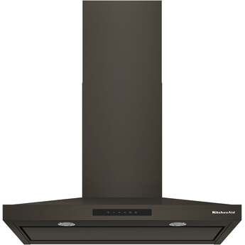 KitchenAid 36 Inch Wall Mount Chimney Hood With 4 Speeds And 400 CFM: Black Ore