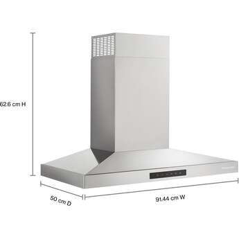 KitchenAid 36 Inch Wall Mount Chimney Hood With 4 Speeds And 400 CFM: Stainless Steel — thumbnail 5