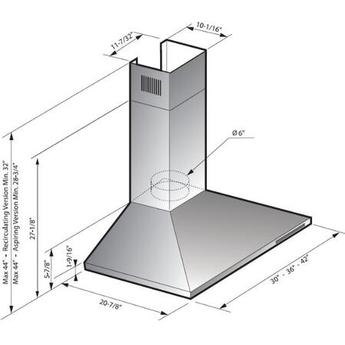 XO XOJ42S XOJ Series 42 Inch Wall Mount Convertible Hood — thumbnail 8