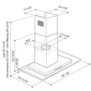 XO XOQ30G XOQ Series 30 Inch Wall Mount Ducted Hood — thumbnail 5