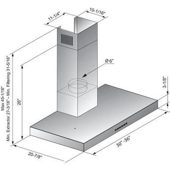 XO XOR36SMUA XOR Series 36 Inch Wall Mount Convertible Hood — thumbnail 6