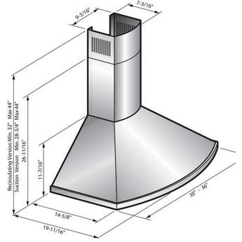 XO XOS30SMUA XOS Series 30 Inch Wall Mount Ducted Hood — thumbnail 3