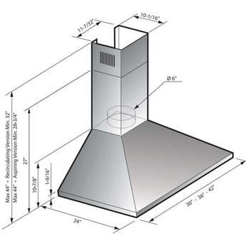 XO XOV42S2 XOV Series 42 Inch Wall Mount Convertible Hood — thumbnail 6