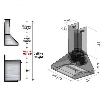 Z Line ZLINE 321TT36 36 Inch Wall Mount Ducted Hood — thumbnail 16