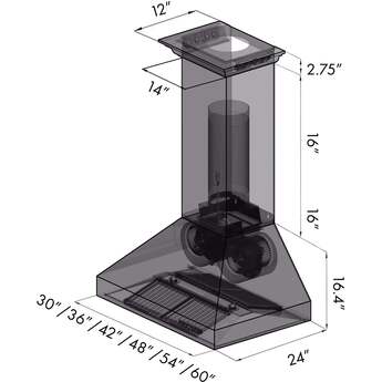 Z Line ZLINE 667CRNBT36 36 Inch Wall Mount Ducted Hood — thumbnail 4