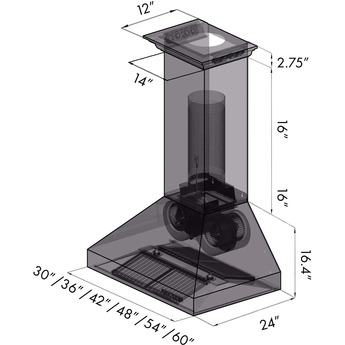Z Line ZLINE 667CRNBT60  60 Inch Wall Mount Ducted Hood — thumbnail 30