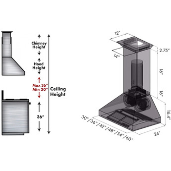 Z Line ZLINE 667CRNBT60  60 Inch Wall Mount Ducted Hood — thumbnail 9