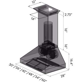 Z Line ZLINE 697CRNBT54 54 Inch Wall Mount Ducted Hood — thumbnail 9